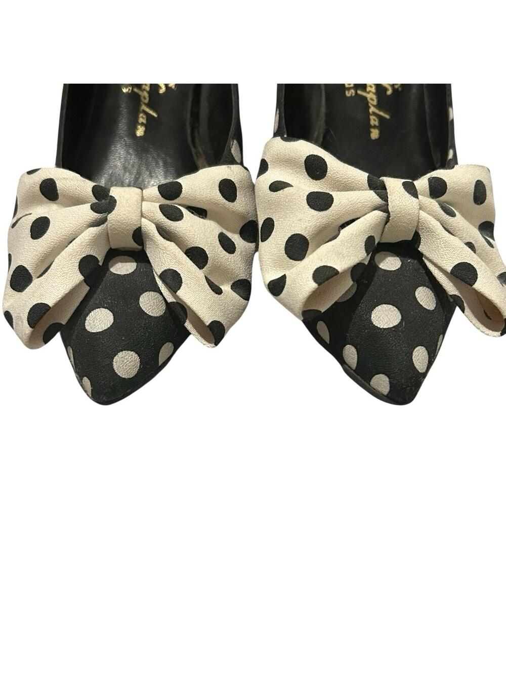 Polka Dot Pointed-Toe Bow Heels - Black & White - Picture 5 of 9